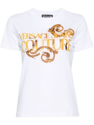 Tricou din bumbac cu imagine Versace Jeans Couture alb