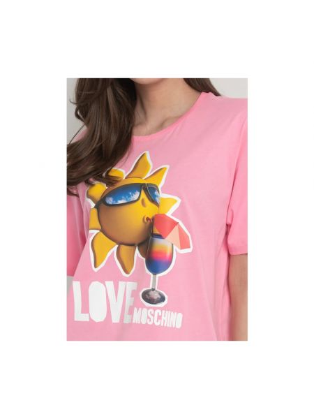 Camiseta de algodón con estampado casual Love Moschino rosa