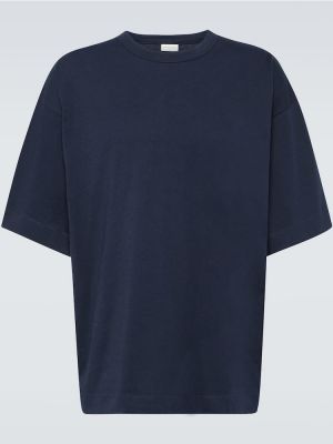 Jersey bombažna srajca Dries Van Noten modra