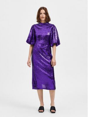 Koktejlové šaty Selected Femme fialové