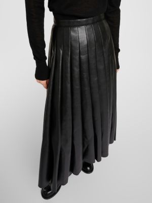 Dirbtinės odos plisuotas odinis sijonas Junya Watanabe juoda