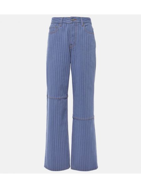 Stripete høy midje straight jeans Ganni blå