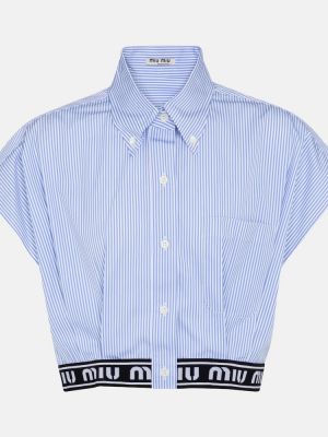 Укороченная хлопковая рубашка Miu Miu, синяя