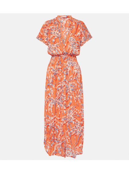 Платье с принтом Poupette St Barth оранжевое