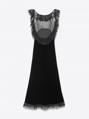 Sukienka midi koronkowa Saint Laurent czarna