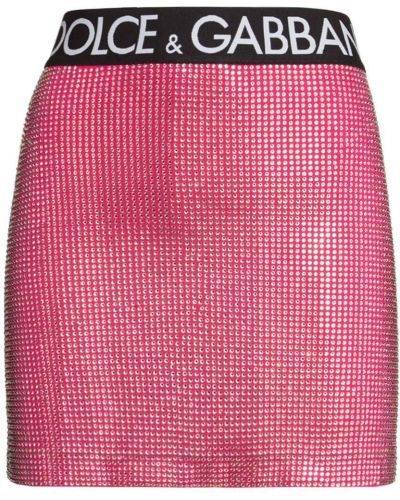 Fustă mini din jerseu Dolce & Gabbana roz