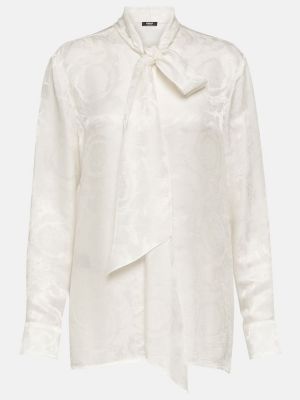 Camicetta di seta in tessuto jacquard Versace bianco