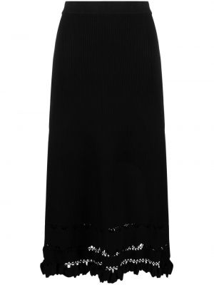 Viskózové midi sukně s vysokým pasem Ulla Johnson - černá