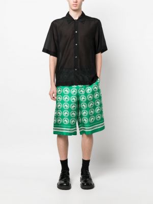 Seiden shorts mit print Gucci grün
