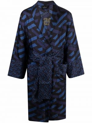 Robe en soie à imprimé Versace bleu