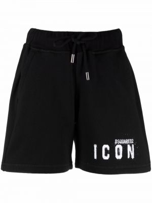 Shorts de sport à imprimé Dsquared2 noir