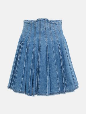 Plisované džínová sukně s vysokým pasem Balmain modré