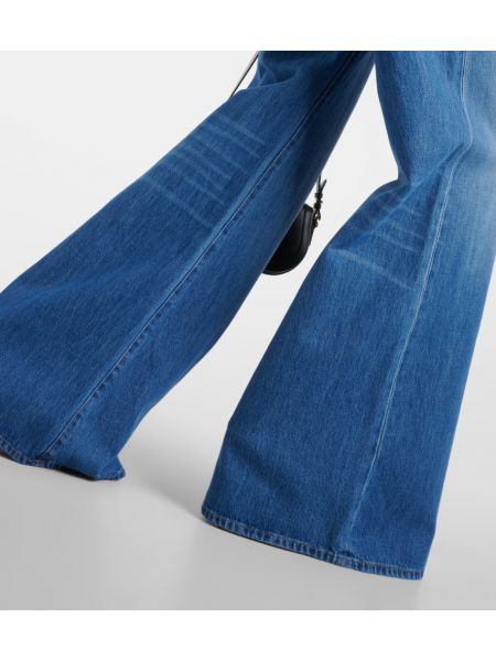 Kõrge vöökohaga alt laienevad teksapüksid Versace sinine