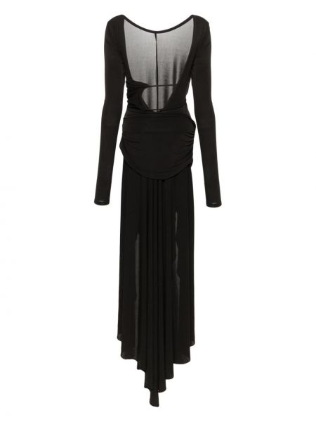 Drapované dlouhé šaty Rev černé