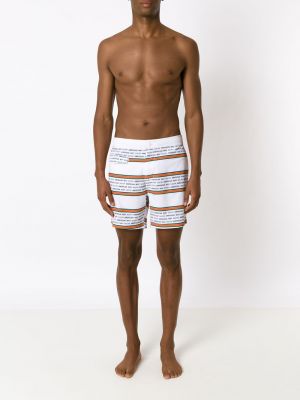Shorts avec imprimé slogan à rayures à imprimé Amir Slama blanc