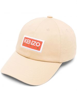 Haftowana czapka z daszkiem Kenzo beżowa