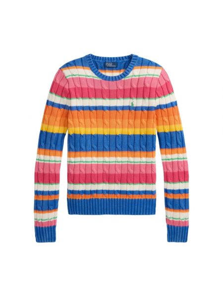 Sweter bawełniany w paski z okrągłym dekoltem Ralph Lauren
