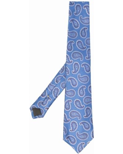 Corbata de seda de cachemir con estampado Canali azul