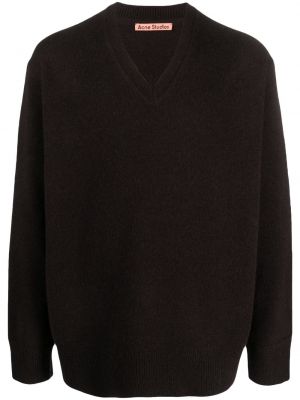 Пуловер с v-образно деколте Acne Studios кафяво