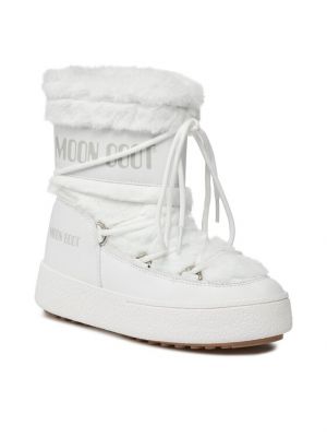 Sniego batai su kailiu su kailiu Moon Boot balta
