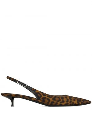 Полуотворени обувки с принт с леопардов принт Saint Laurent