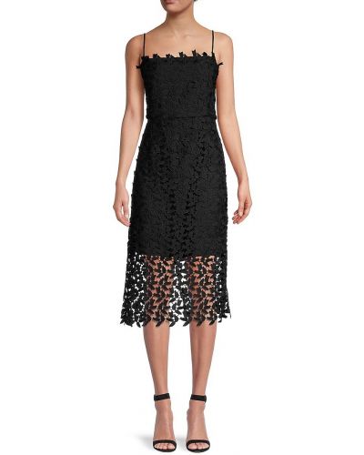 Кружевное ажурное платье миди на шнуровке Bardot, черное