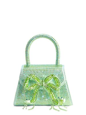 Копринени чанта с кристали Self-portrait зелено