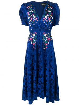 Modré šaty na léto s výšivkou Saloni
