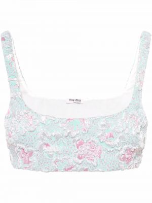 Blonder floral crop top Miu Miu grønn