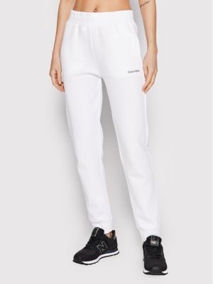 Αθλητικό παντελόνι Calvin Klein λευκό