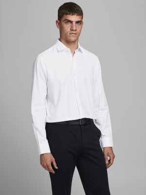 Camisa slim fit de algodón Jack & Jones blanco
