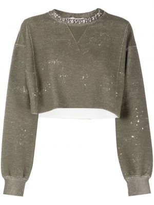 Памучен пуловер с кристали Golden Goose