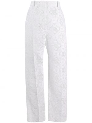 Pantalones de flores de encaje Alexander Mcqueen blanco