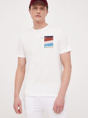 Памучна тениска с дълъг ръкав с принт United Colors Of Benetton бяло