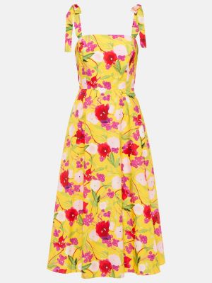 Kvetinové bavlnené midi šaty Carolina Herrera