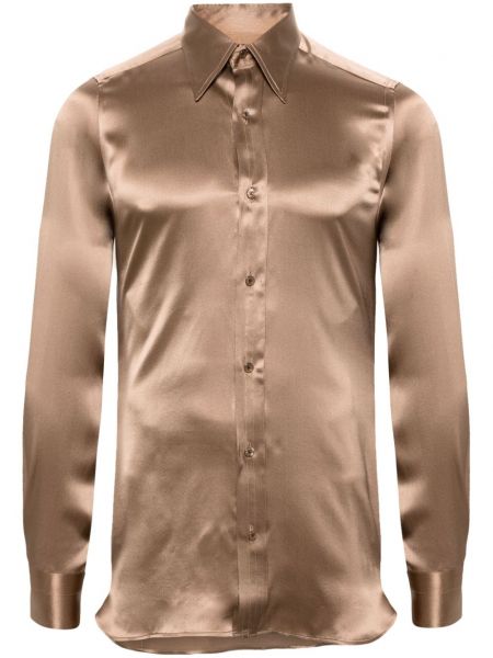 Hodvábna košeľa Tom Ford hnedá