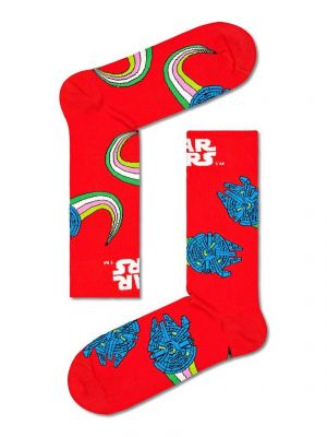 Със звездички чорапи Happy Socks червено
