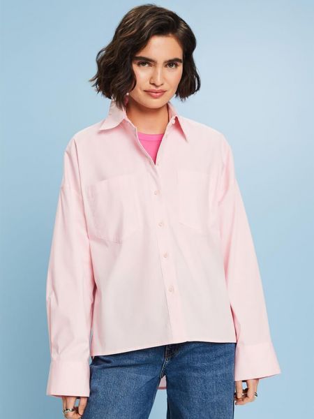 Рубашка свободного кроя Esprit розовая