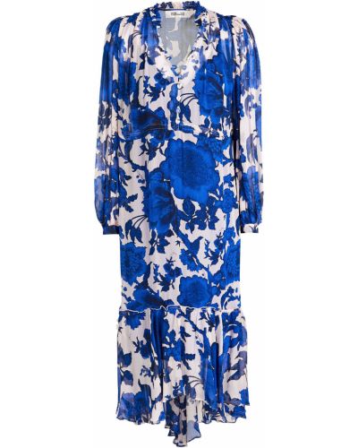 Modré šaty ke kolenům s potiskem Diane Von Furstenberg
