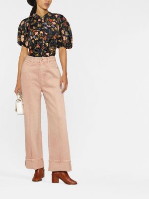 Kalhoty s vysokým pasem relaxed fit Ulla Johnson růžové