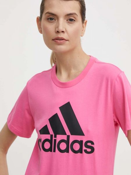 Tricou din bumbac Adidas roz