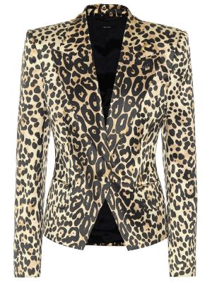 Bavlnené sako s potlačou s leopardím vzorom Tom Ford žltá