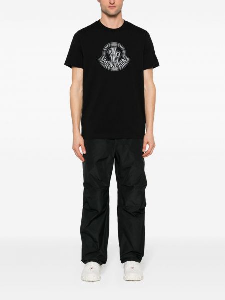 Bavlněné tričko s potiskem Moncler černé