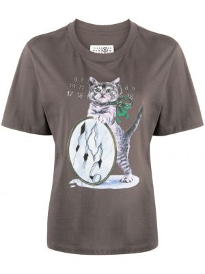 T-shirt aus baumwoll mit print Mm6 Maison Margiela braun