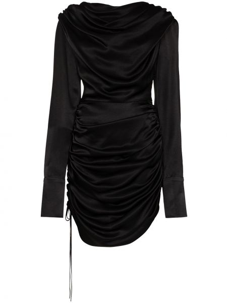 Mini vestido manga larga drapeado Materiel negro