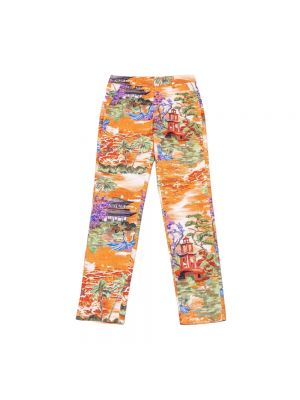 Pantalon slim à imprimé Stella Jean orange