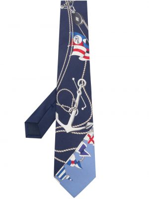 Svilena kravata s printom Polo Ralph Lauren plava