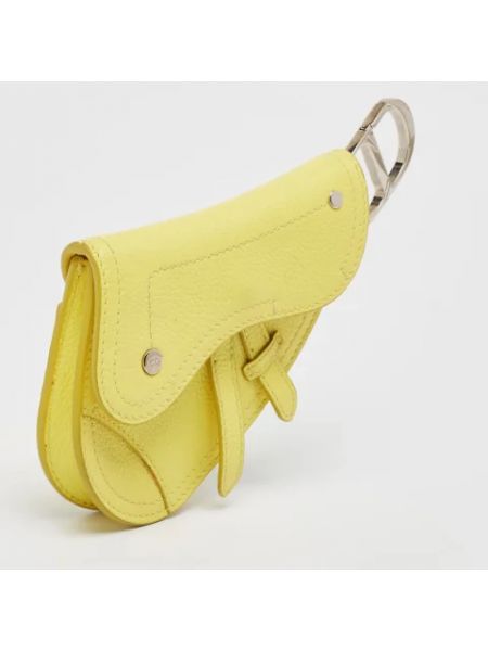 Bolso clutch de cuero retro Dior Vintage amarillo