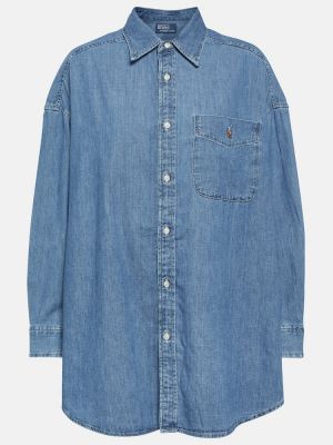 Džinsiniai marškiniai oversize Polo Ralph Lauren mėlyna