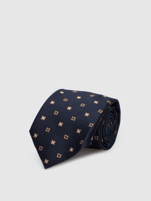 Шовкова краватка з геометричним візерунком Brunello Cucinelli синя